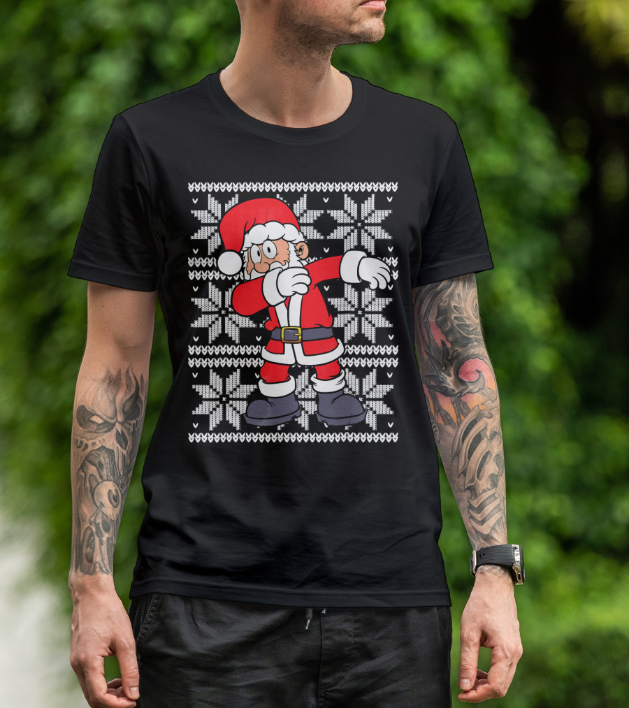 UGLY CHRISTMAS Dabbing Santa Dab Snowflake T-Shirt