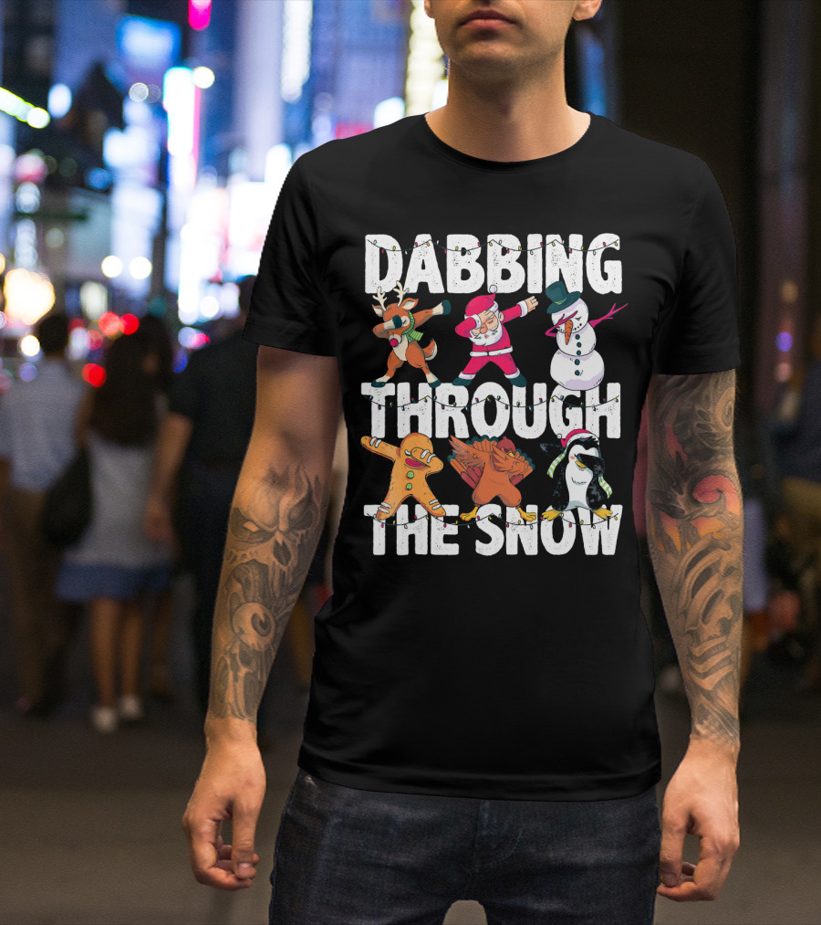 Dabbing Through The Snow Christmas Santa Friends Dabbing T-Shirt
