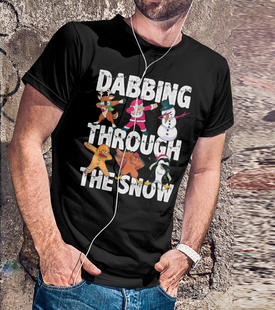 Dabbing Through The Snow Christmas Santa Friends Dabbing T-Shirt