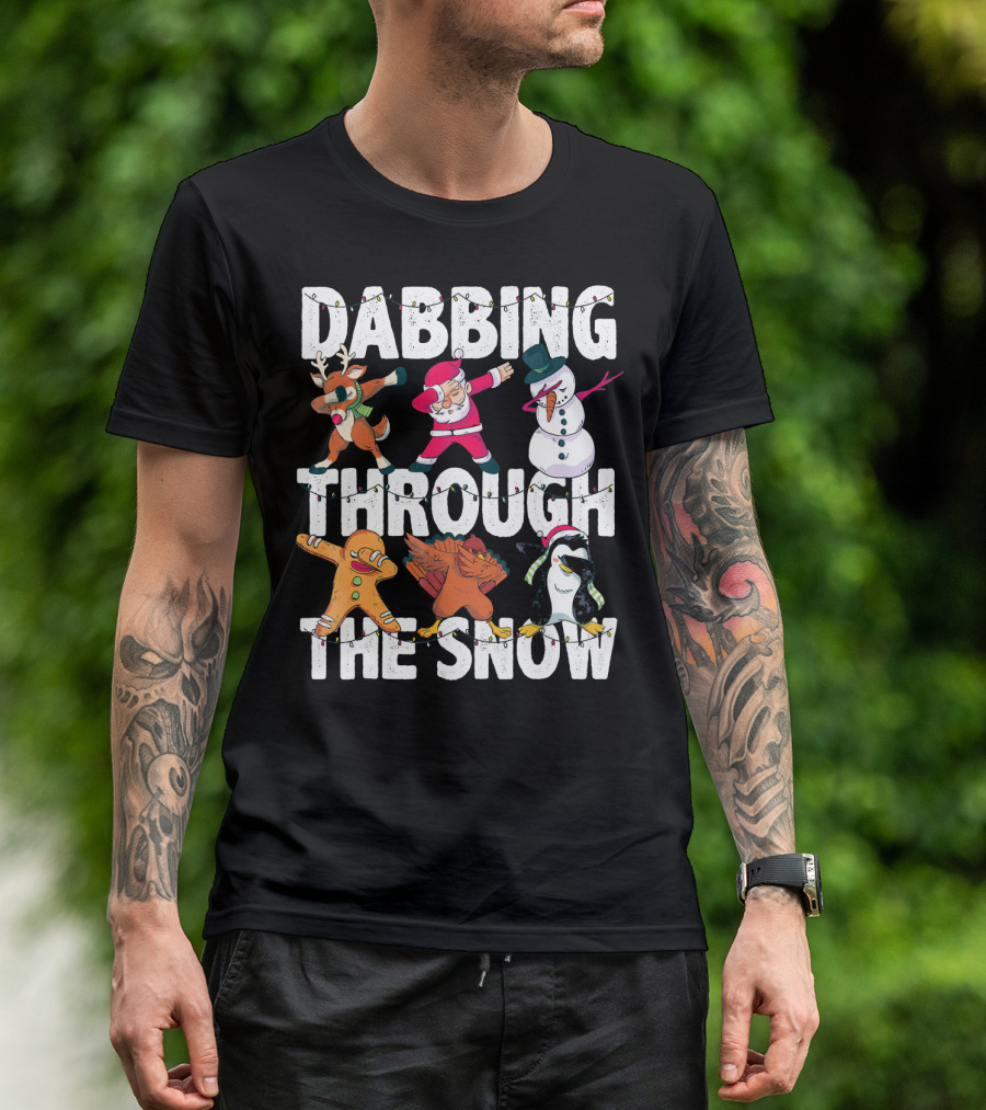 Dabbing Through The Snow Christmas Santa Friends Dabbing T-Shirt