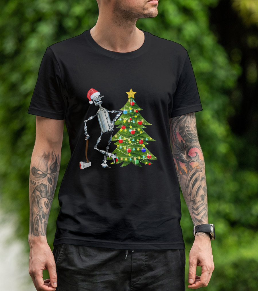 Tin Man Wizard Of Oz Santa Hat Christmas Tree T-Shirt