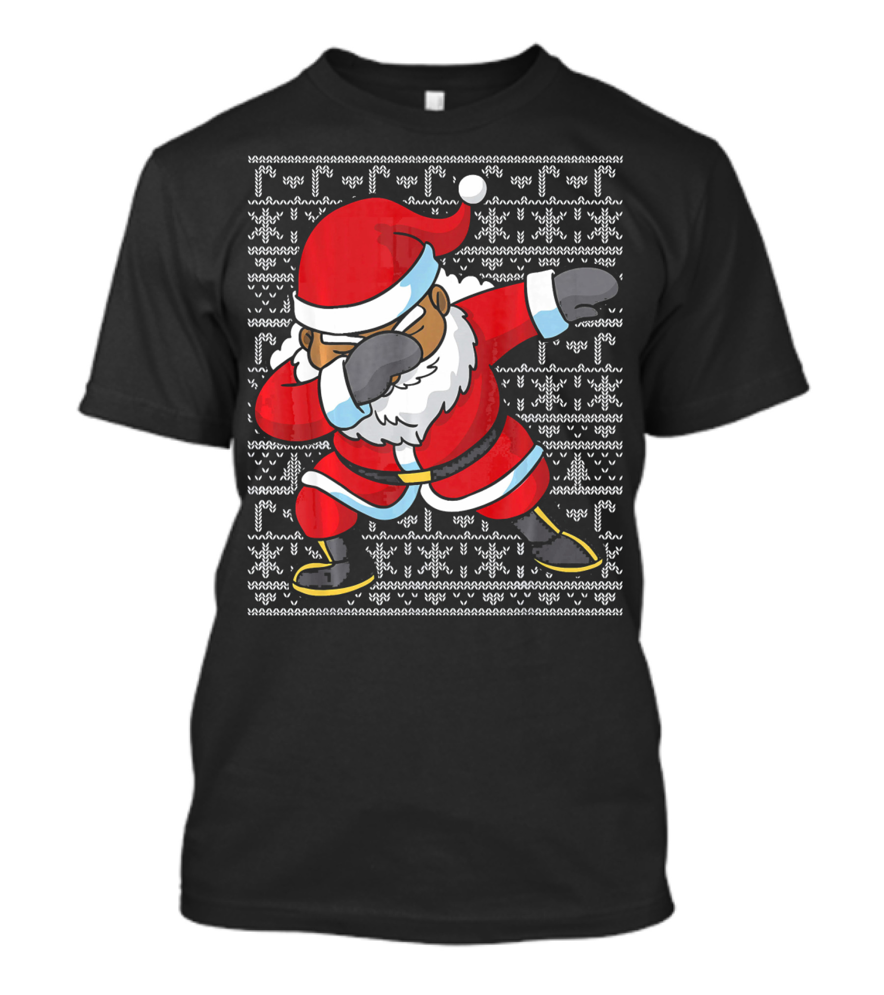 Dabbing Black Santa Ugly Christmas T-Shirt