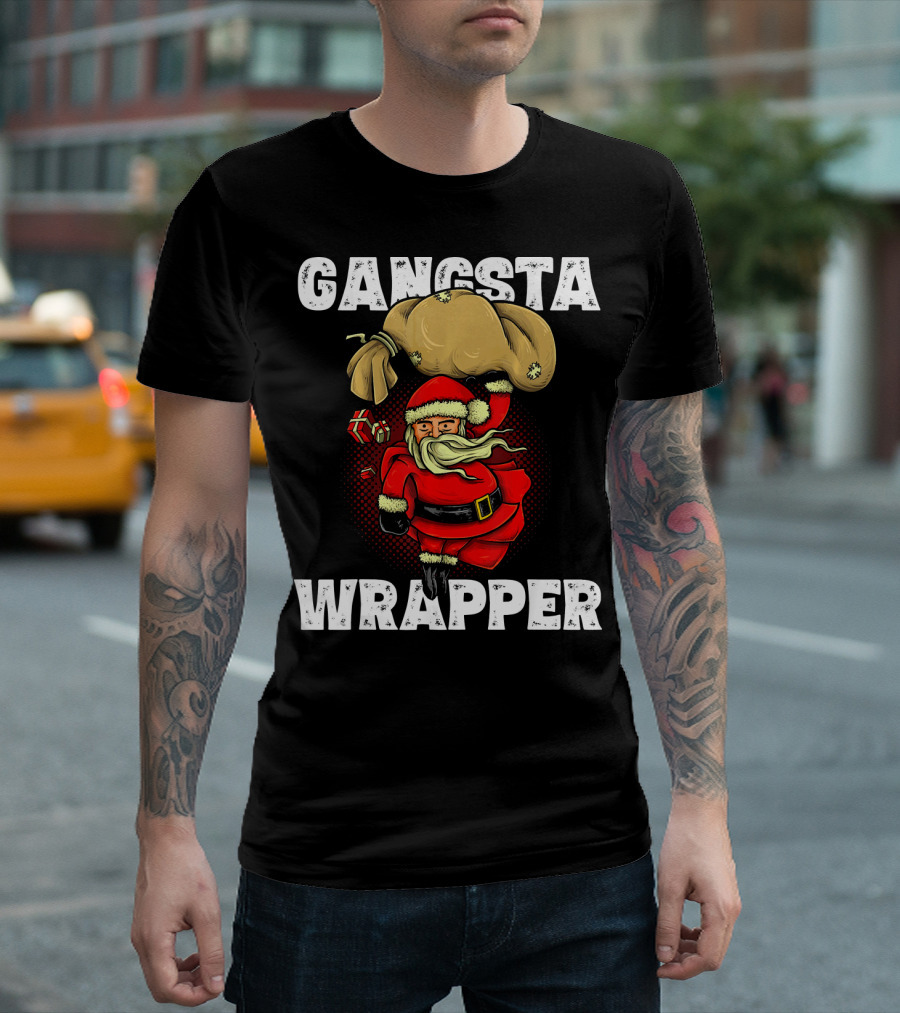 Gangsta Wrapper Santa With Sack And Gifts T-Shirt