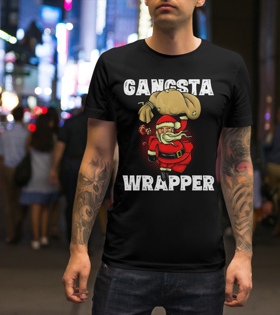 Gangsta Wrapper Santa With Sack And Gifts T-Shirt