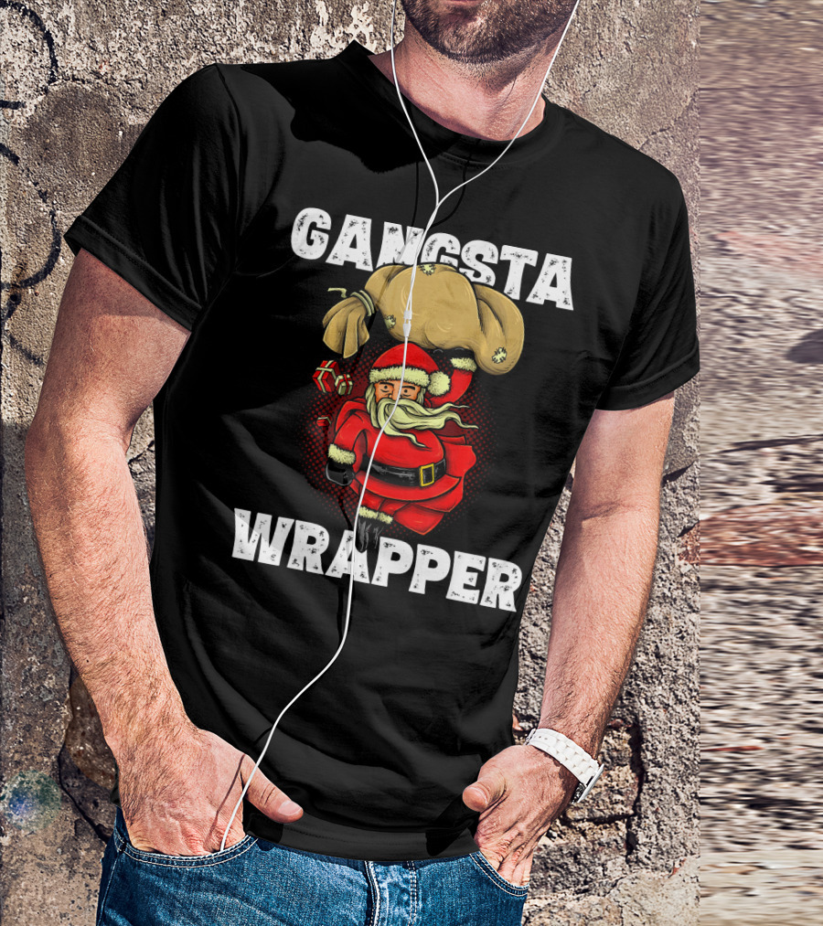 Gangsta Wrapper Santa With Sack And Gifts T-Shirt