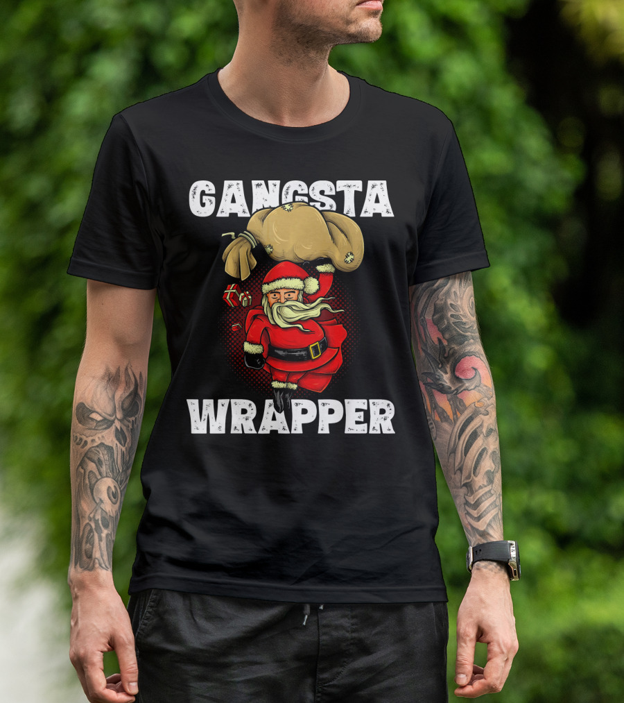 Gangsta Wrapper Santa With Sack And Gifts T-Shirt