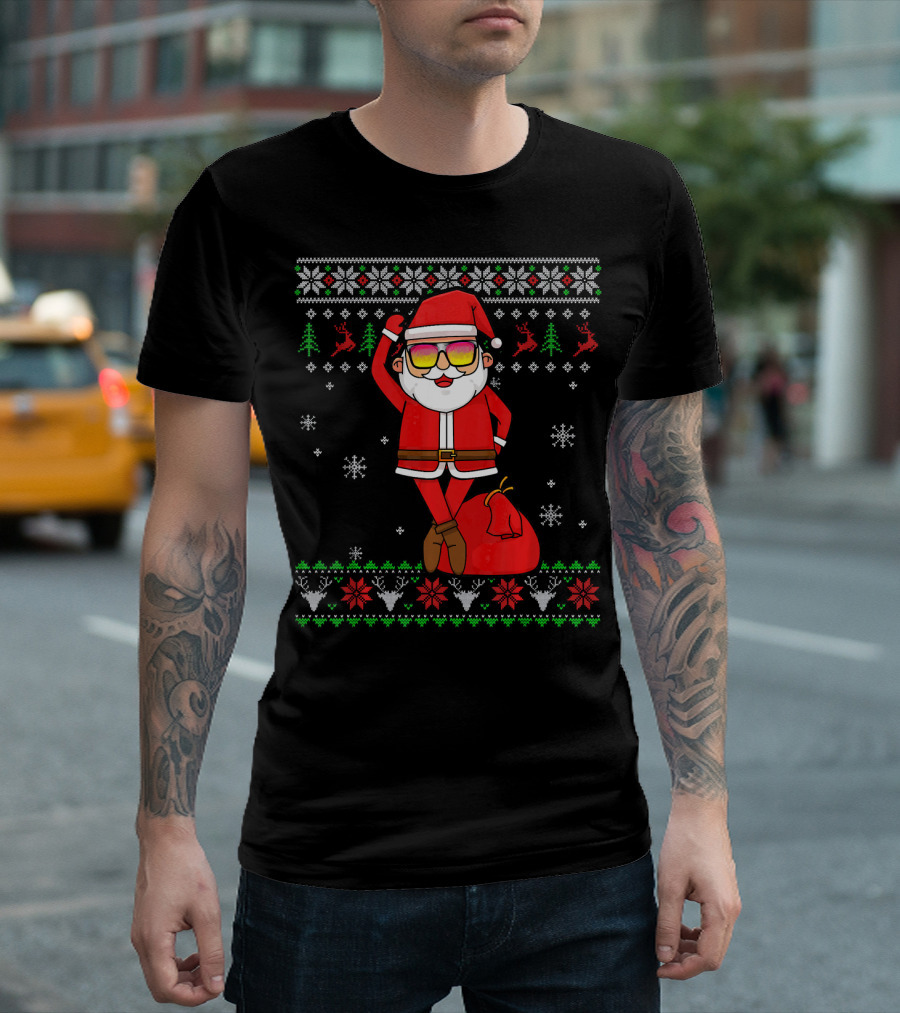 Ballet Lover Santa Claus Ballerina Christmas Snowflakes Reindeer Ugly T-Shirt