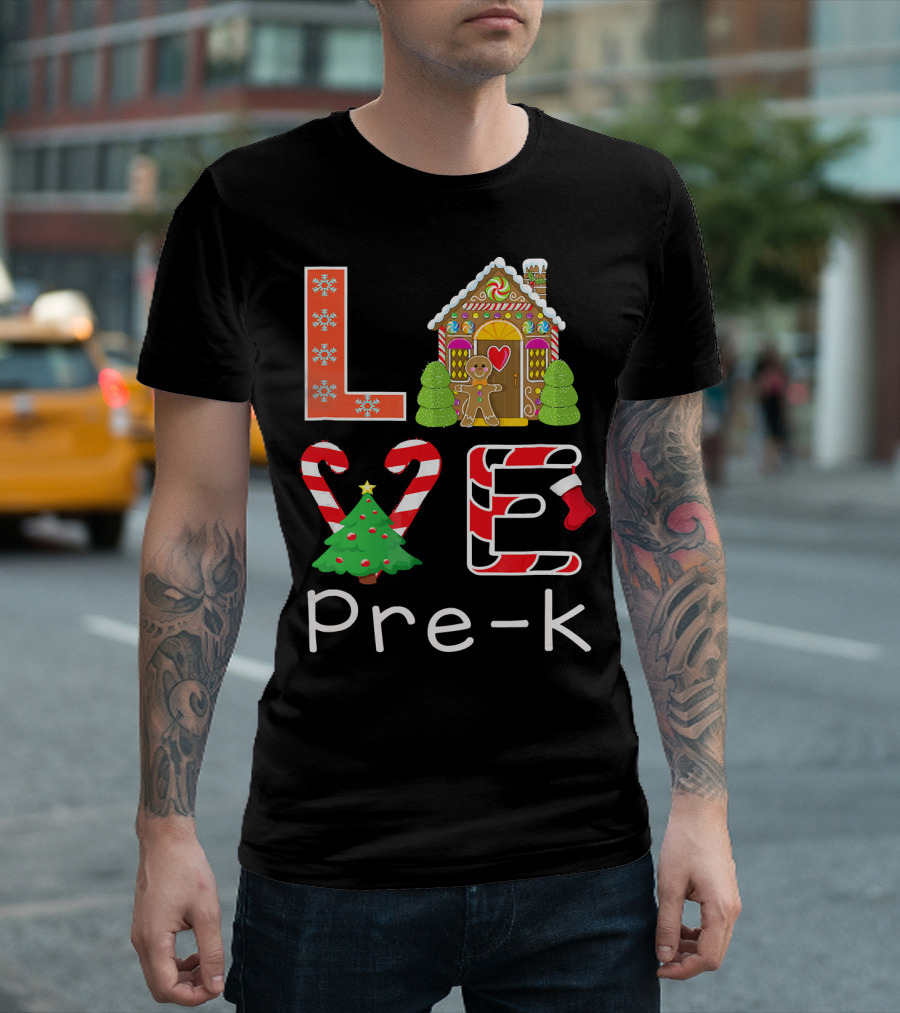 Love Pre-k Gingerbread Christmas Holiday Elements T-Shirt