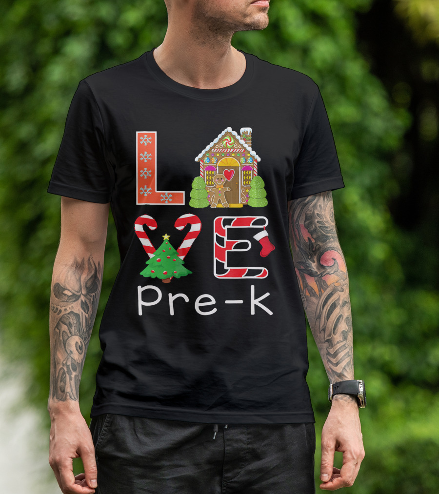 Love Pre-k Gingerbread Christmas Holiday Elements T-Shirt