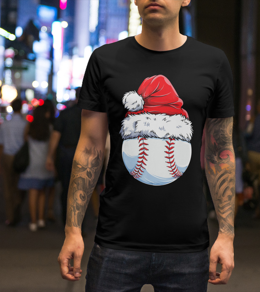 Baseball Santa Christmas Hat T-Shirt