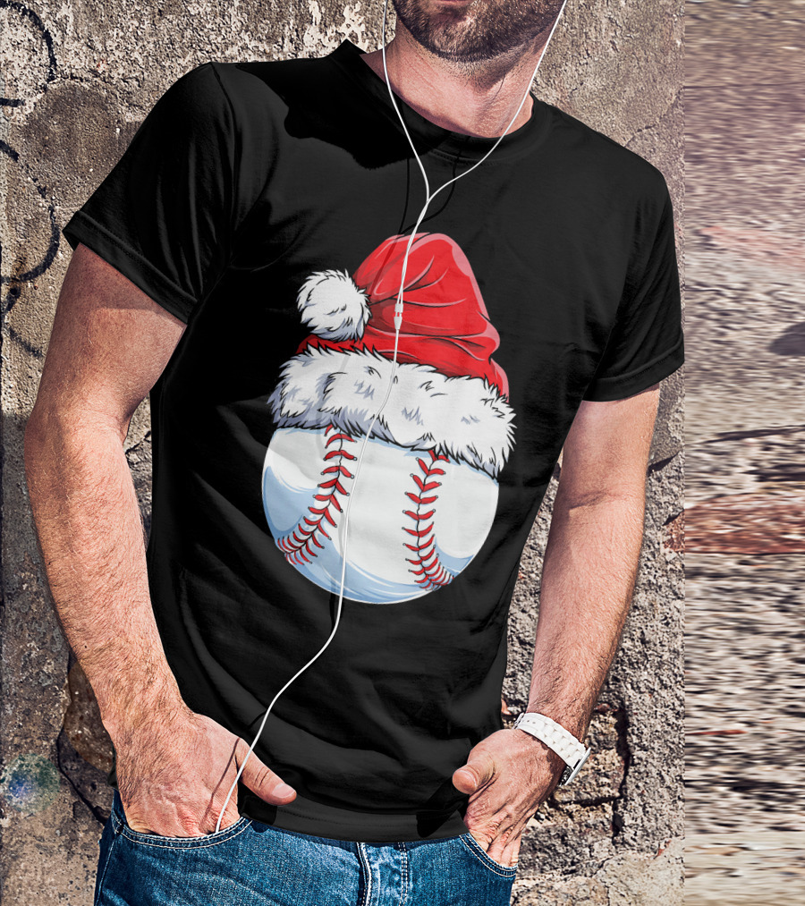 Baseball Santa Christmas Hat T-Shirt