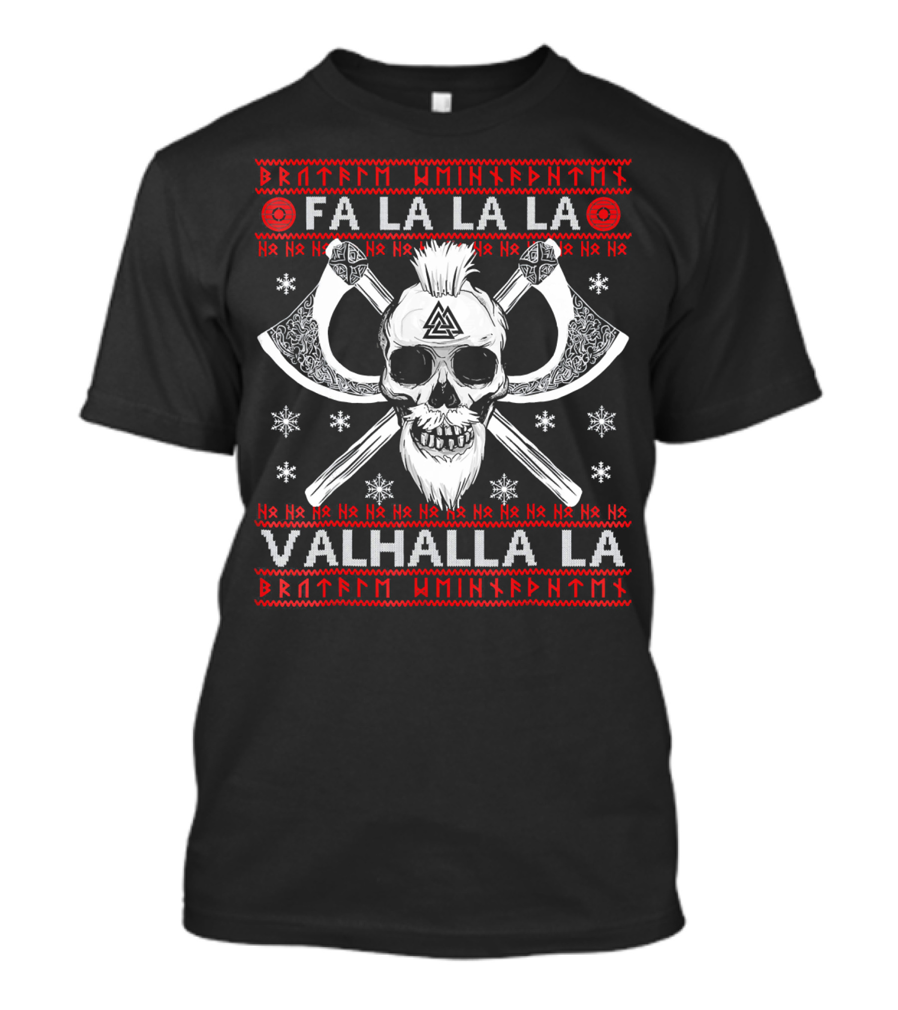 Fa La La La Valhalla La Skull And Axes Viking Christmas T-Shirt