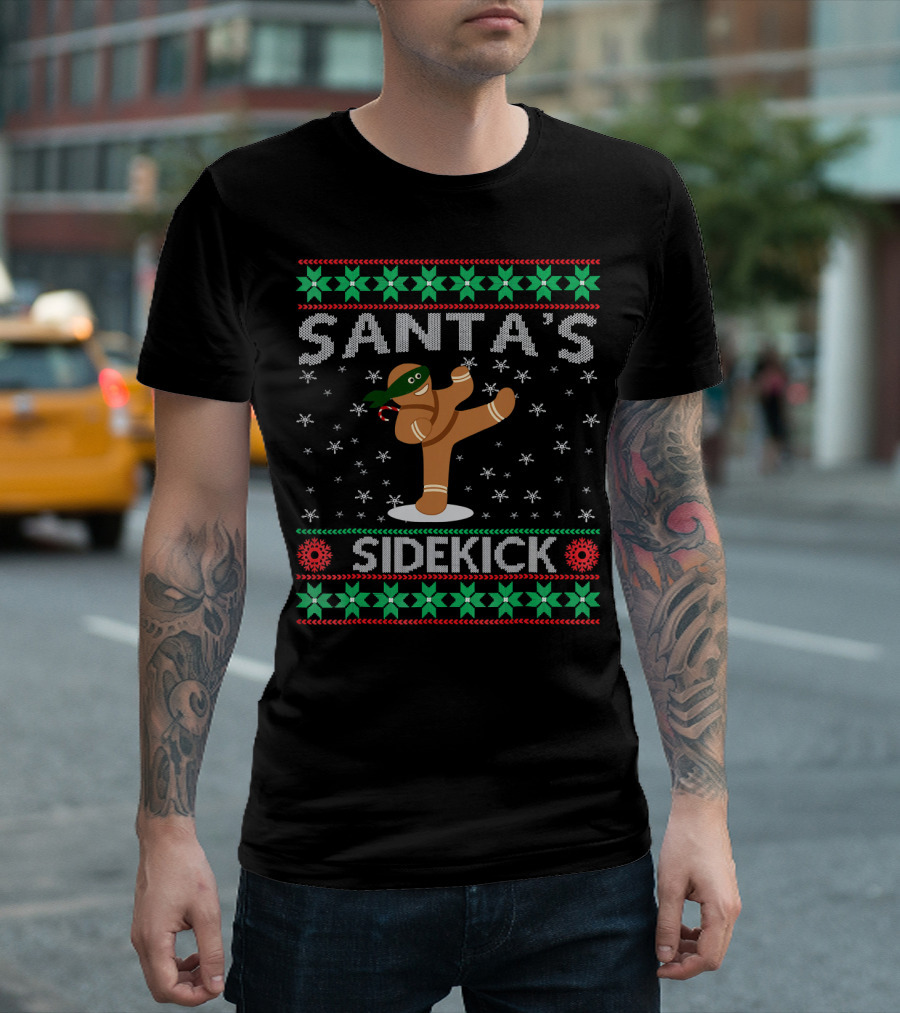 Santa's Sidekick Gingerbread Ninja Christmas T-Shirt