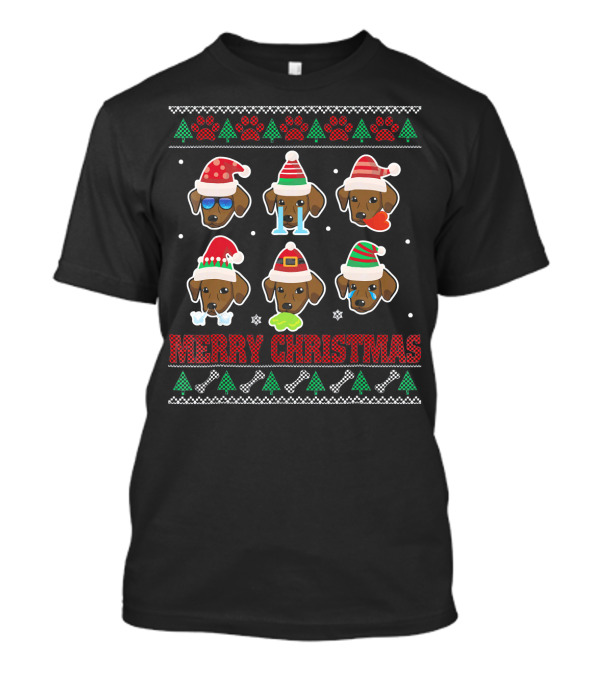 Merry Christmas Chocolate Lab Ugly Santa Paws Hat Festive T-Shirt