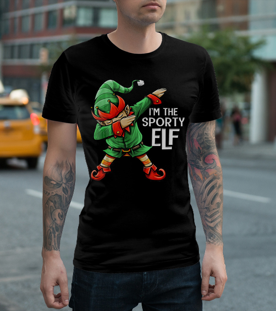 I'm The Sporty Elf Dabbing Matching Family Group T-Shirt