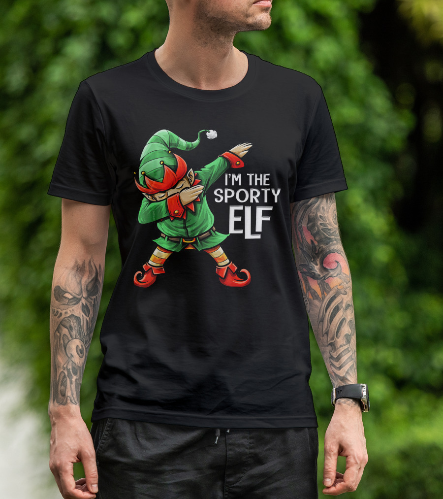 I'm The Sporty Elf Dabbing Matching Family Group T-Shirt