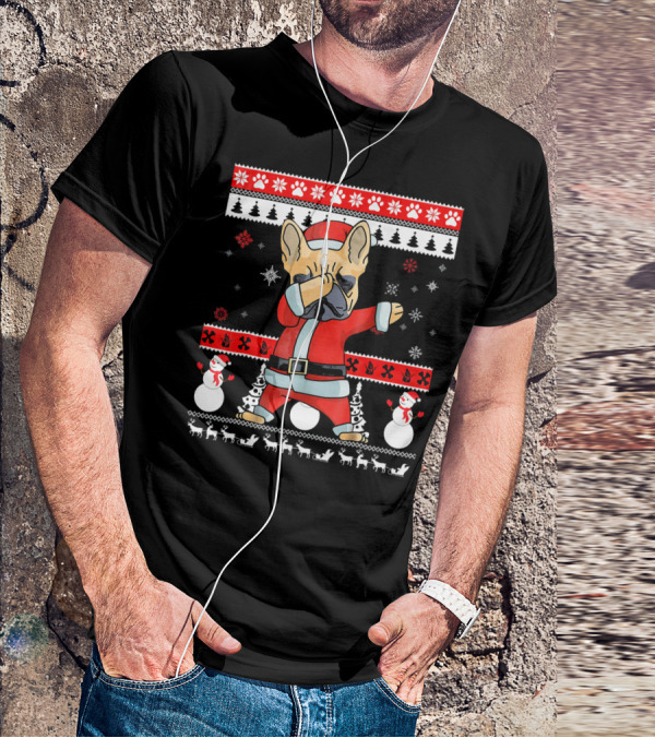 French Bulldog Christmas Frenchie Santa Dabbing Ugly T-Shirt