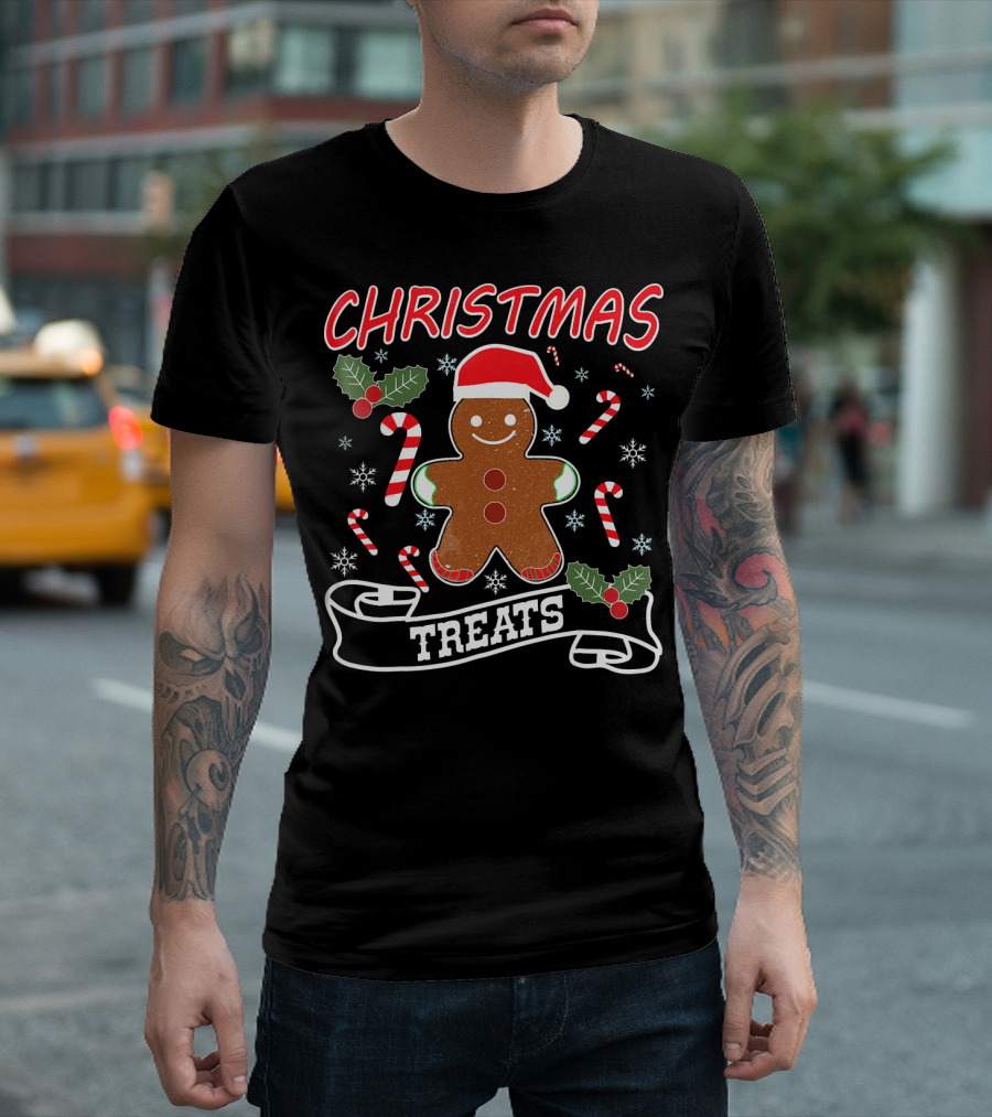 CHRISTMAS TREATS Gingerbread Candy Canes And Holly T-Shirt