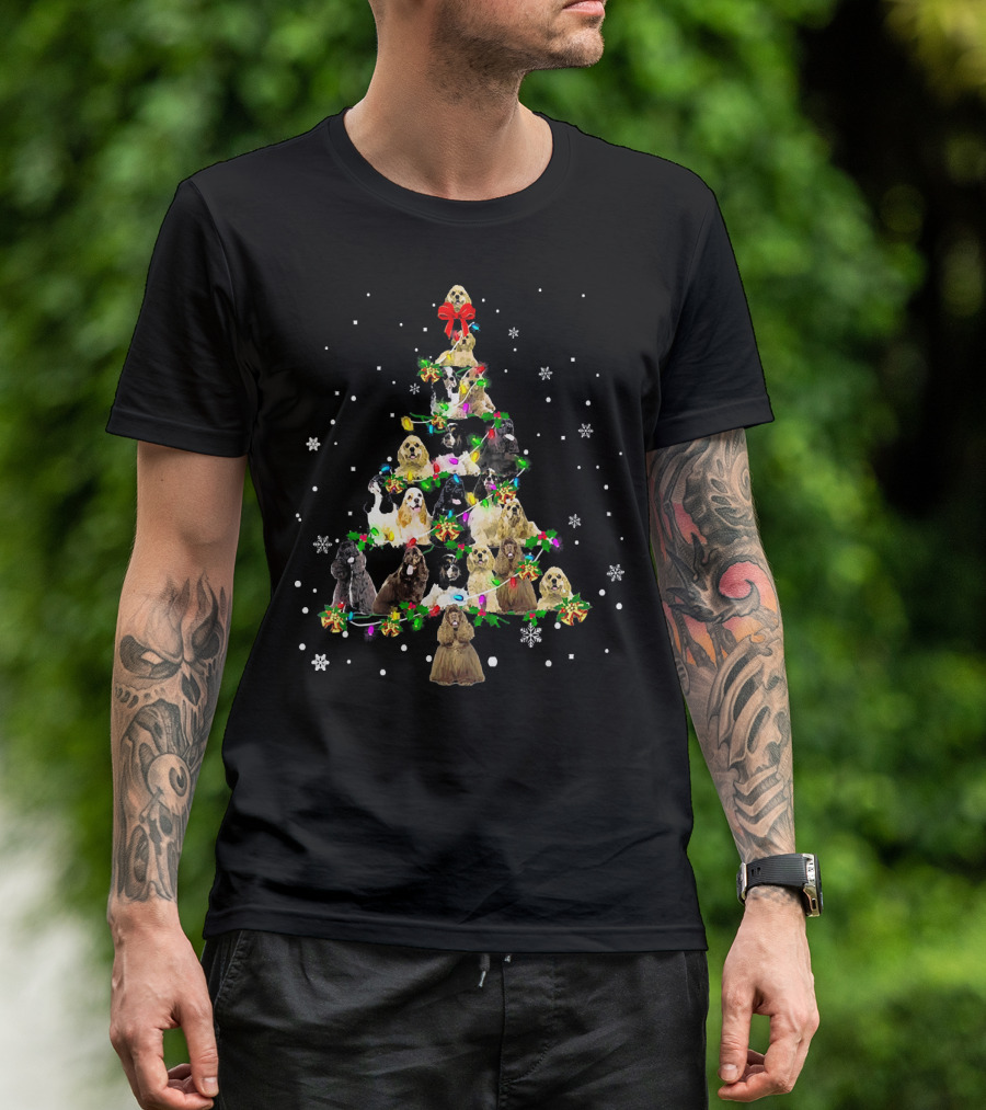 American Cocker Spaniel Christmas Tree Snowflakes T-Shirt