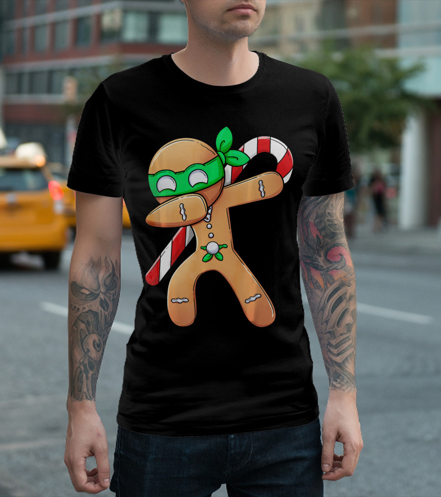 Christmas Boys Dabbing Gingerbread Ninja Candy Cane T-Shirt
