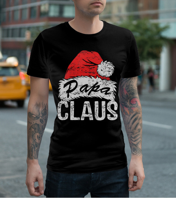 Papa Claus Matching Family Christmas Santa Hat T-Shirt