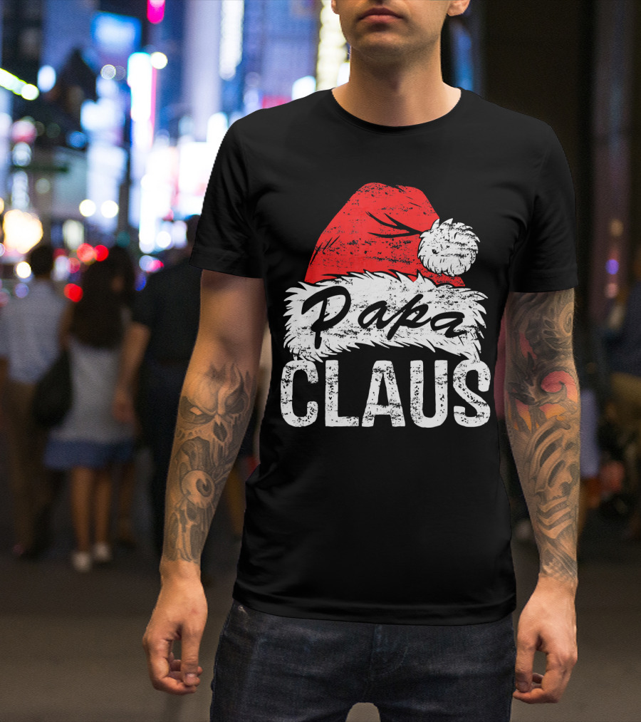 Papa Claus Matching Family Christmas Santa Hat T-Shirt
