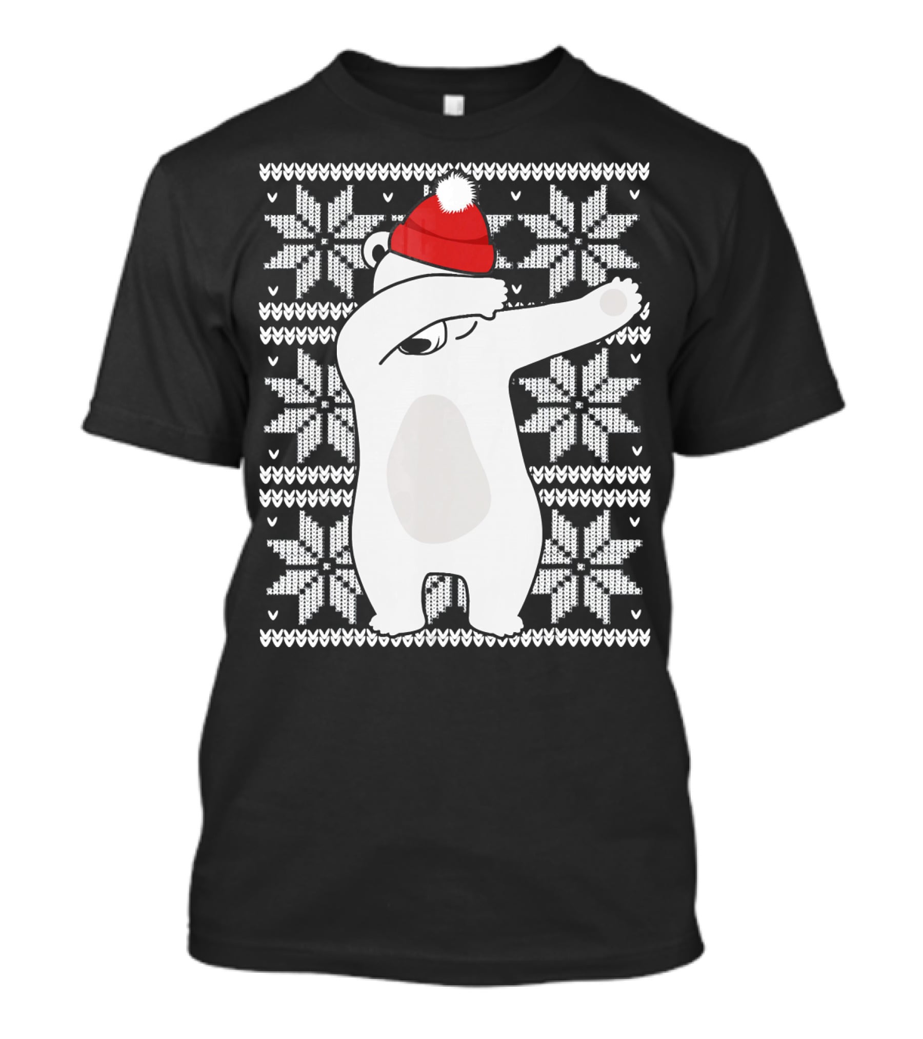 UGLY CHRISTMAS Dabbing Polar Bear In Santa Hat With Snowflake T-Shirt