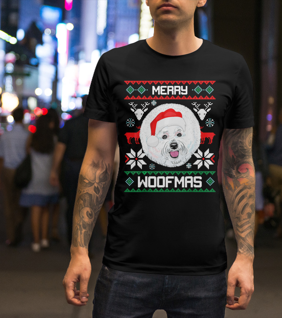 Merry Woofmas Bichon Frise Holiday T-Shirt