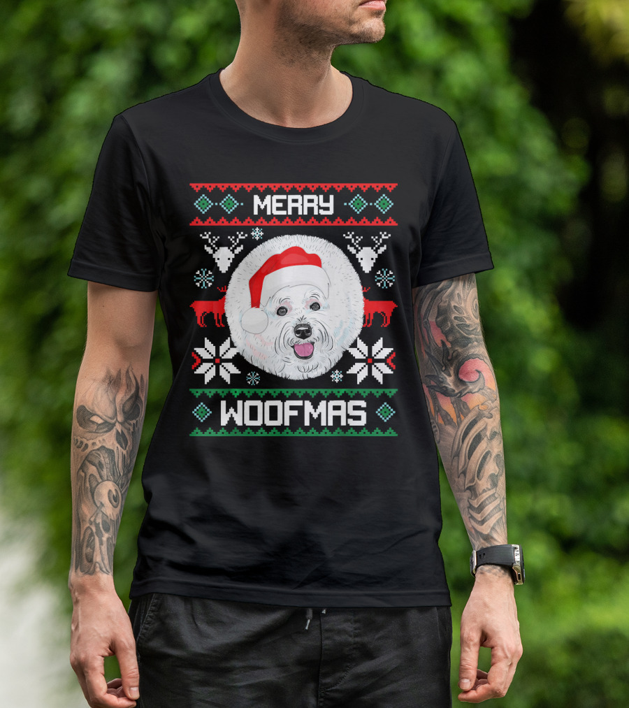 Merry Woofmas Bichon Frise Holiday T-Shirt