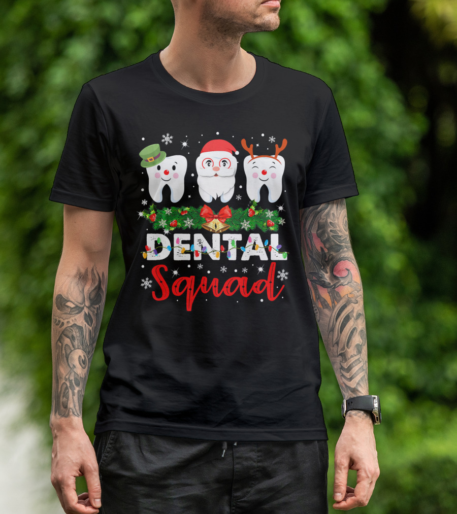 Dental Squad Hygienist Dentist Love Christmas Snowflakes Fun T-Shirt