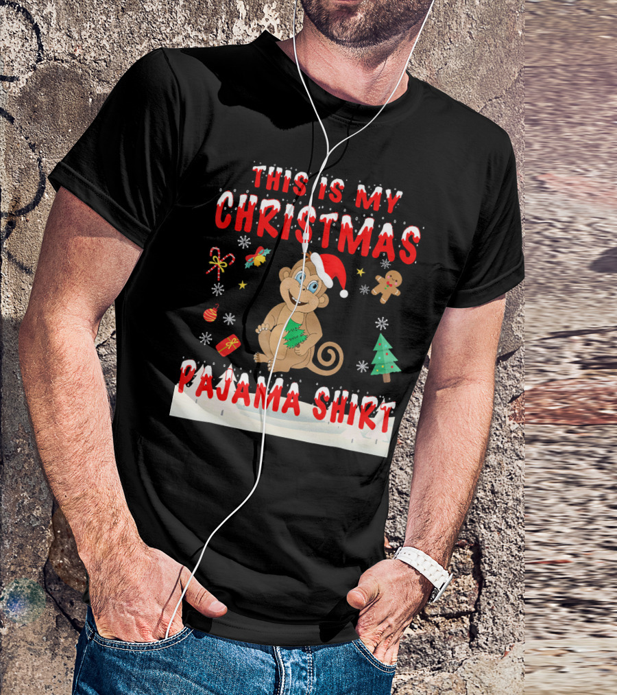 This Is My Christmas Pajama Shirt Cute Monkey T-Shirt