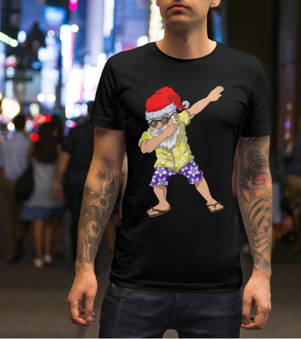 Santa Claus Dabbing In Hawaiian Shirt Christmas In July T-Shirt