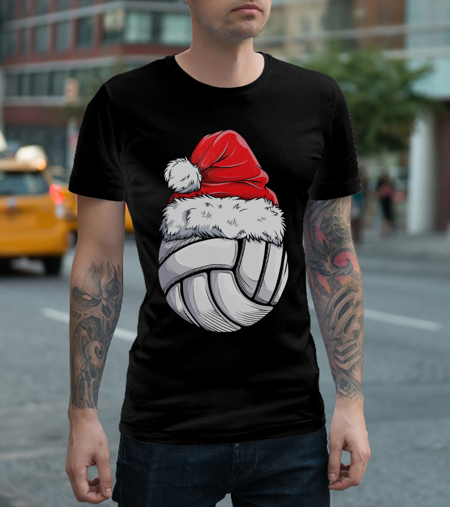 Volleyball Santa Hat Christmas Ball T-Shirt