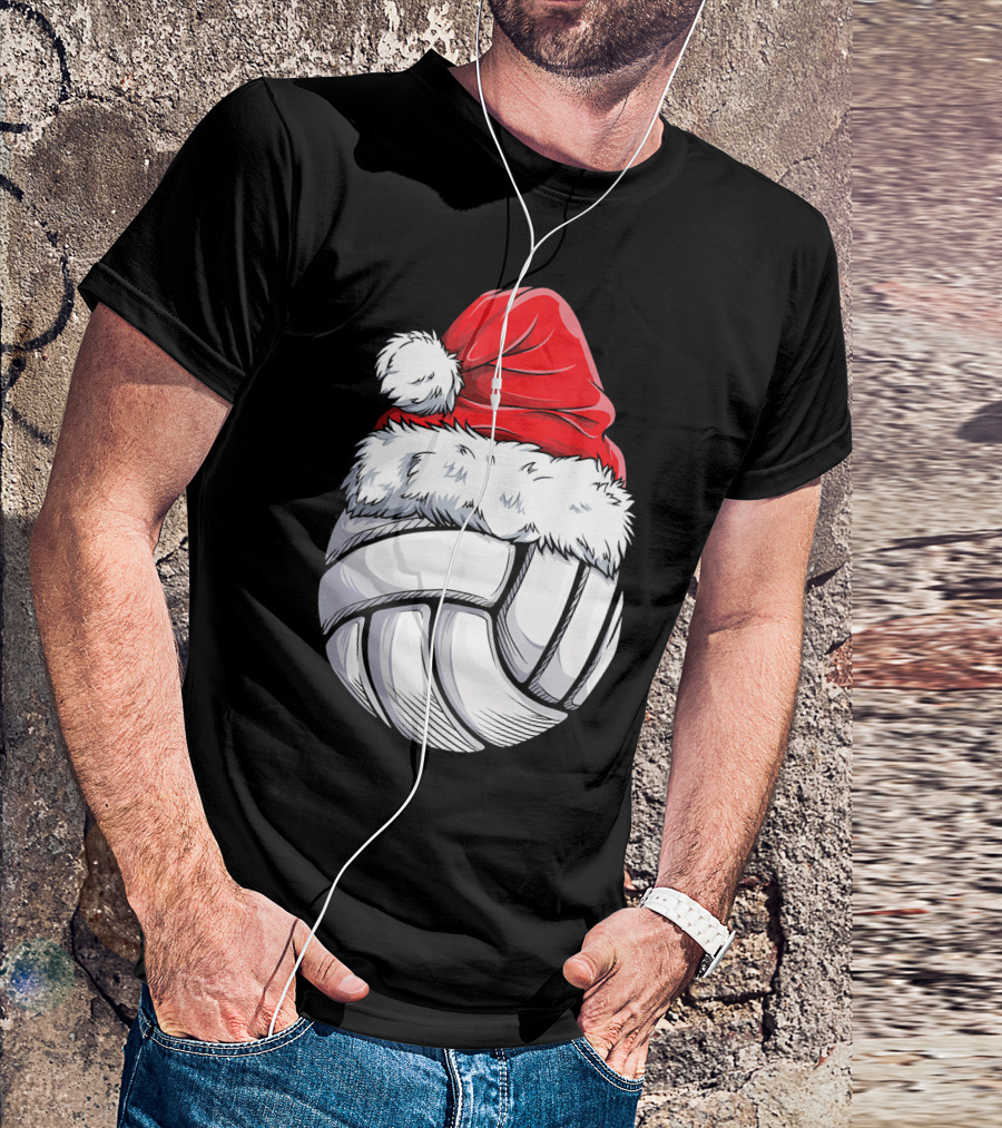 Volleyball Santa Hat Christmas Ball T-Shirt