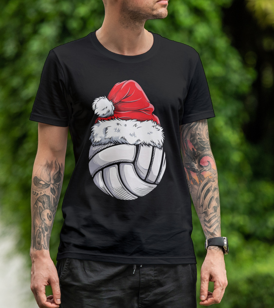 Volleyball Santa Hat Christmas Ball T-Shirt