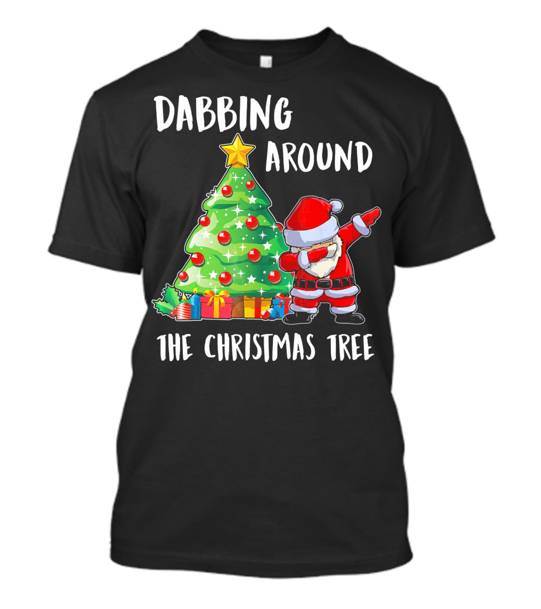 Dabbing Santa Claus Around The Christmas Tree T-Shirt