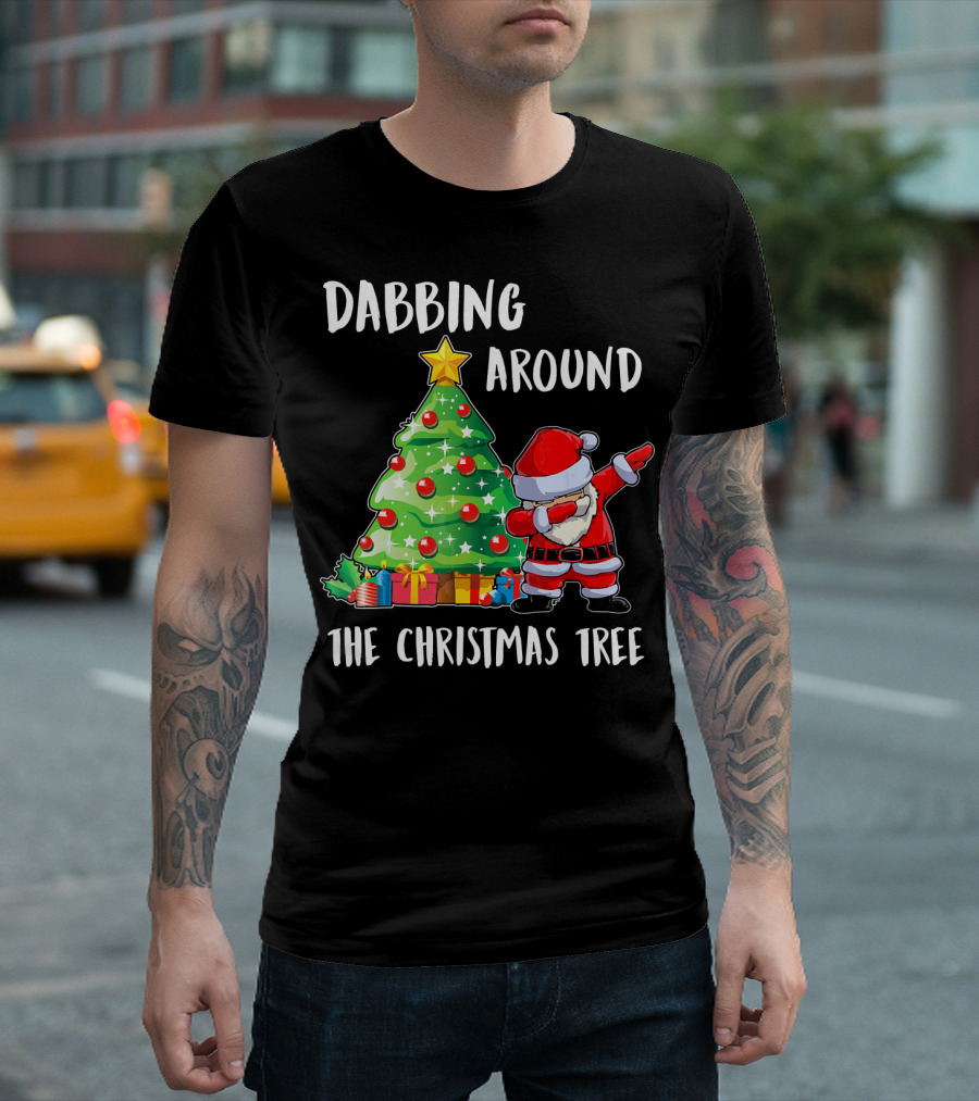 Dabbing Santa Claus Around the Christmas Tree T-Shirt