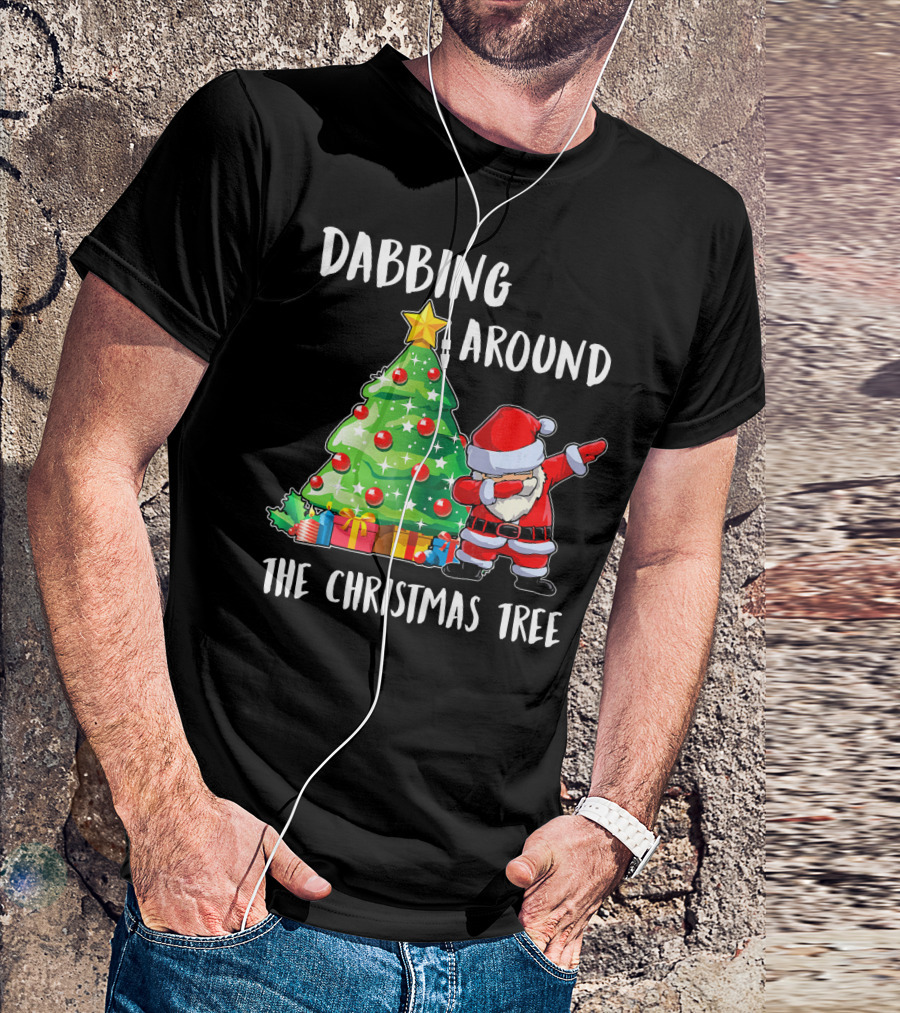 Dabbing Santa Claus Around The Christmas Tree T-Shirt