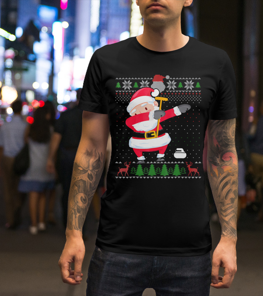 Dabbing Santa Ugly Christmas Sweater Curling T-Shirt