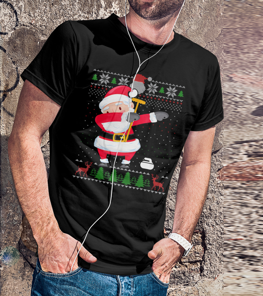 Dabbing Santa Ugly Christmas Sweater Curling T-Shirt