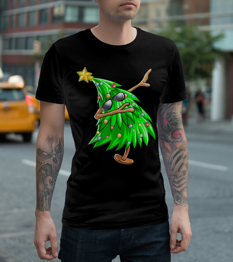 Dabbing Christmas Tree with Sunglasses and Star Topper T-Shirt