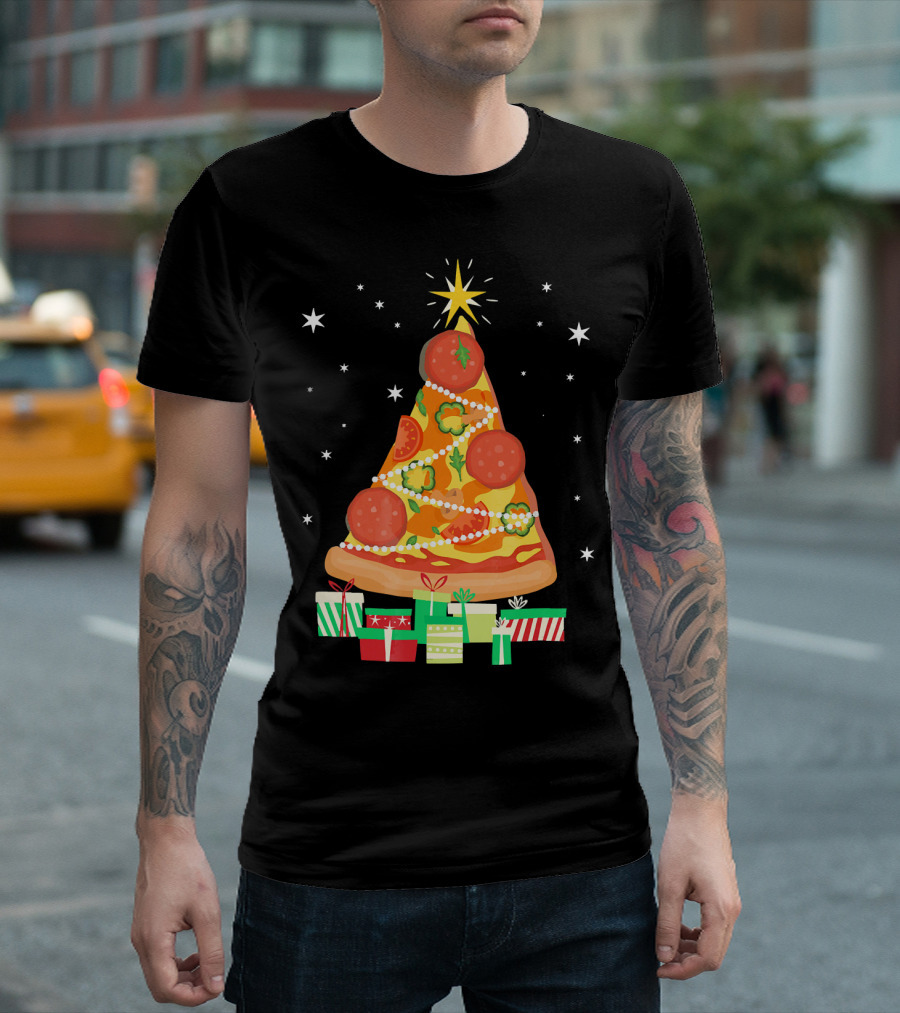 Pizza Christmas Tree Slice Festive Gifts T-Shirt
