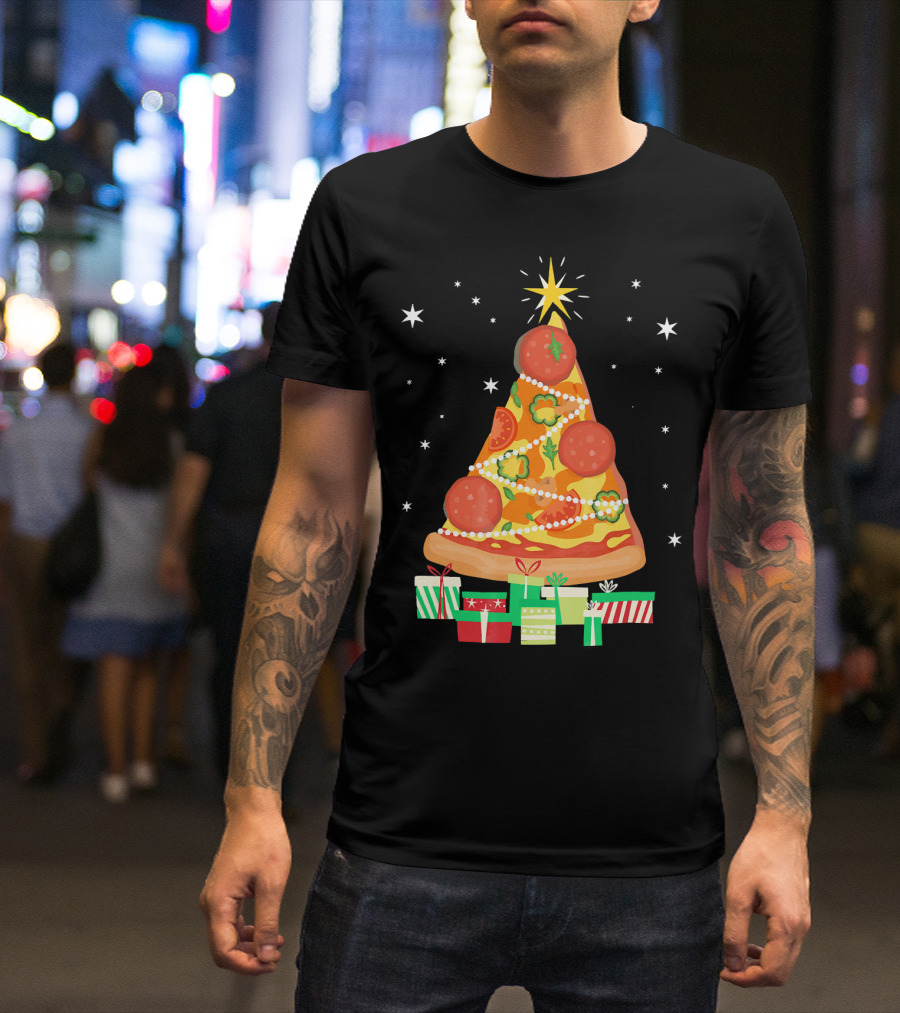 Pizza Christmas Tree Slice Festive Gifts T-Shirt