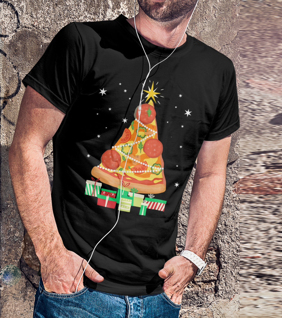 Pizza Christmas Tree Slice Festive Gifts T-Shirt