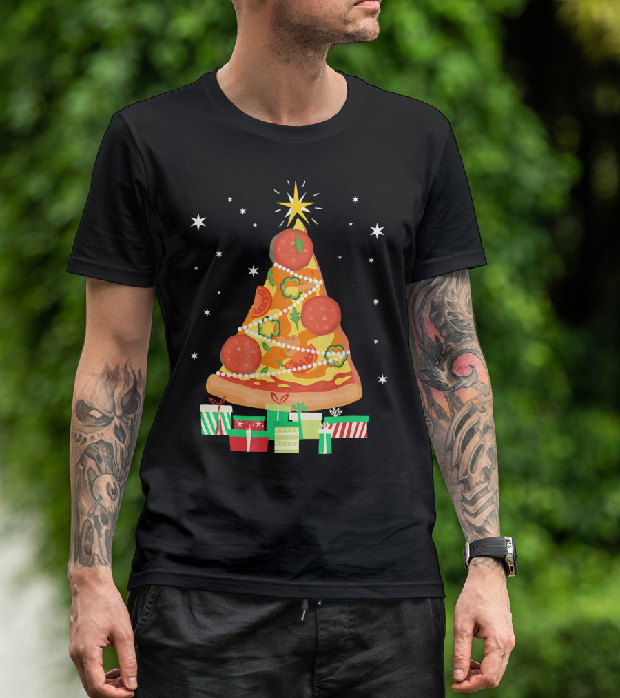 Pizza Christmas Tree Slice Festive Gifts T-Shirt