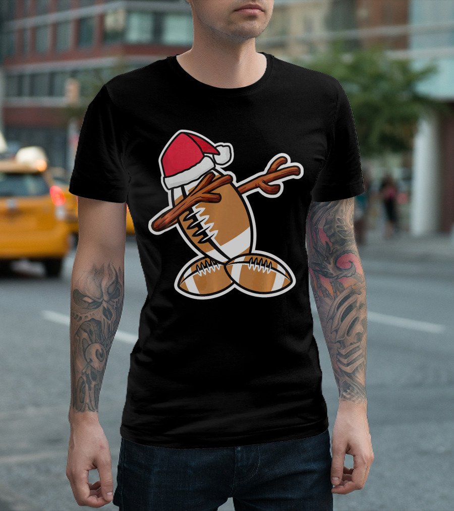 Dabbing Christmas Football Snowman T-Shirt