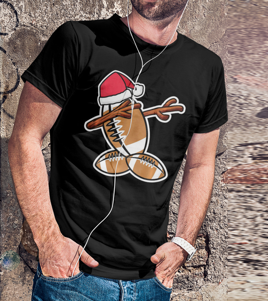Dabbing Christmas Football Snowman T-Shirt