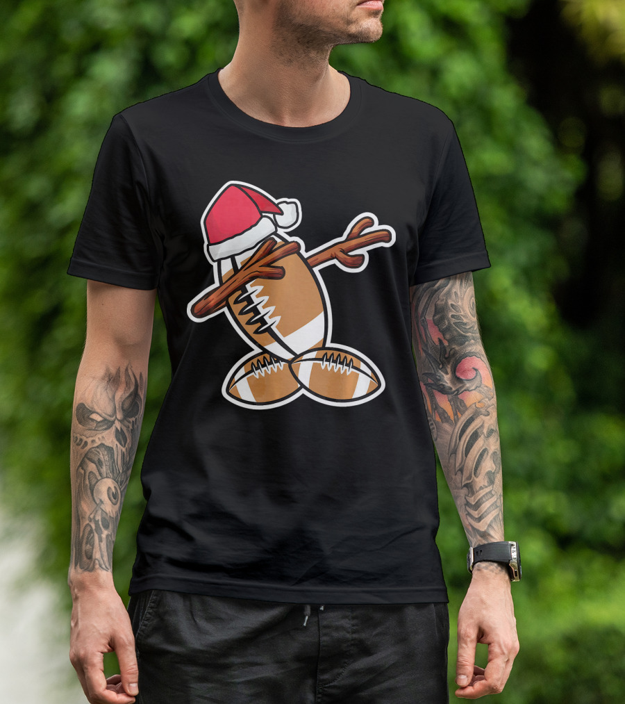 Dabbing Christmas Football Snowman T-Shirt