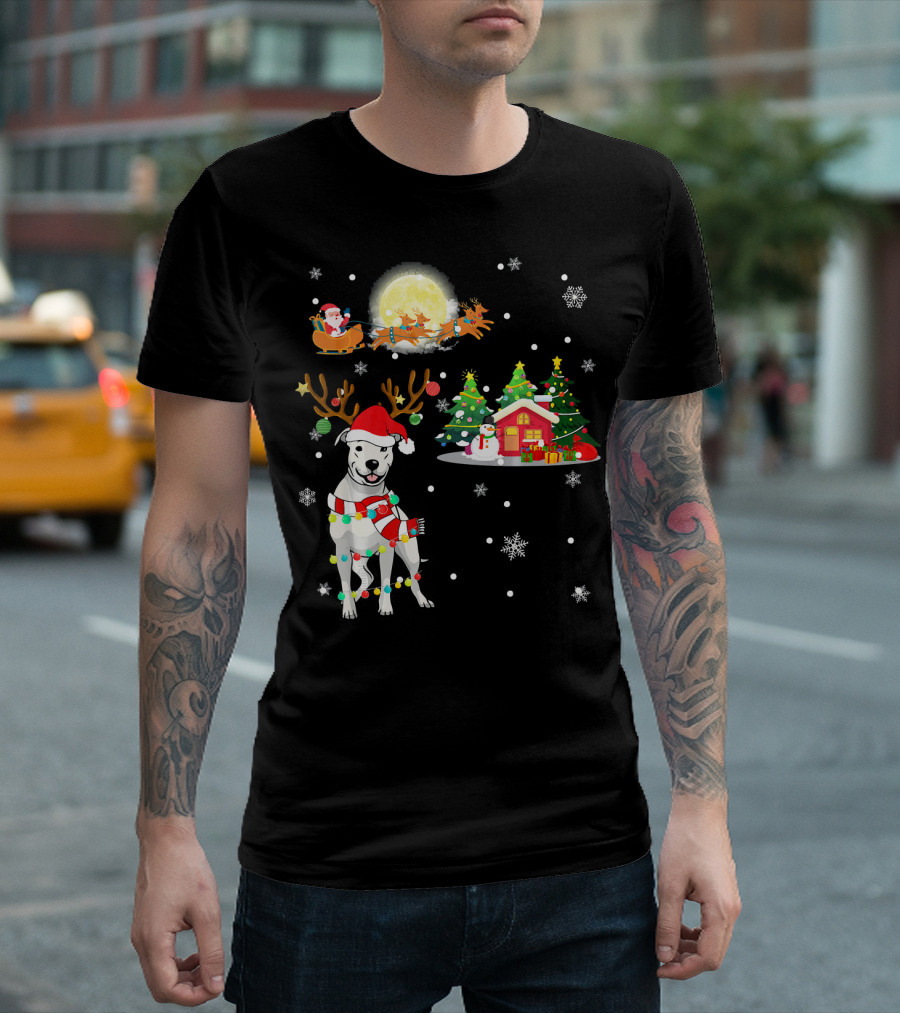 Santa's Sleigh and Festive Dogo Argentino Christmas Wonderland T-Shirt