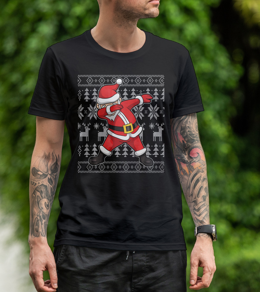 Dabbing Santa Claus On Ugly Christmas T-Shirt